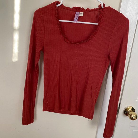 XXS Francesca's Burnt Orange Long Sleeve Shirt - Picture 1 of 4